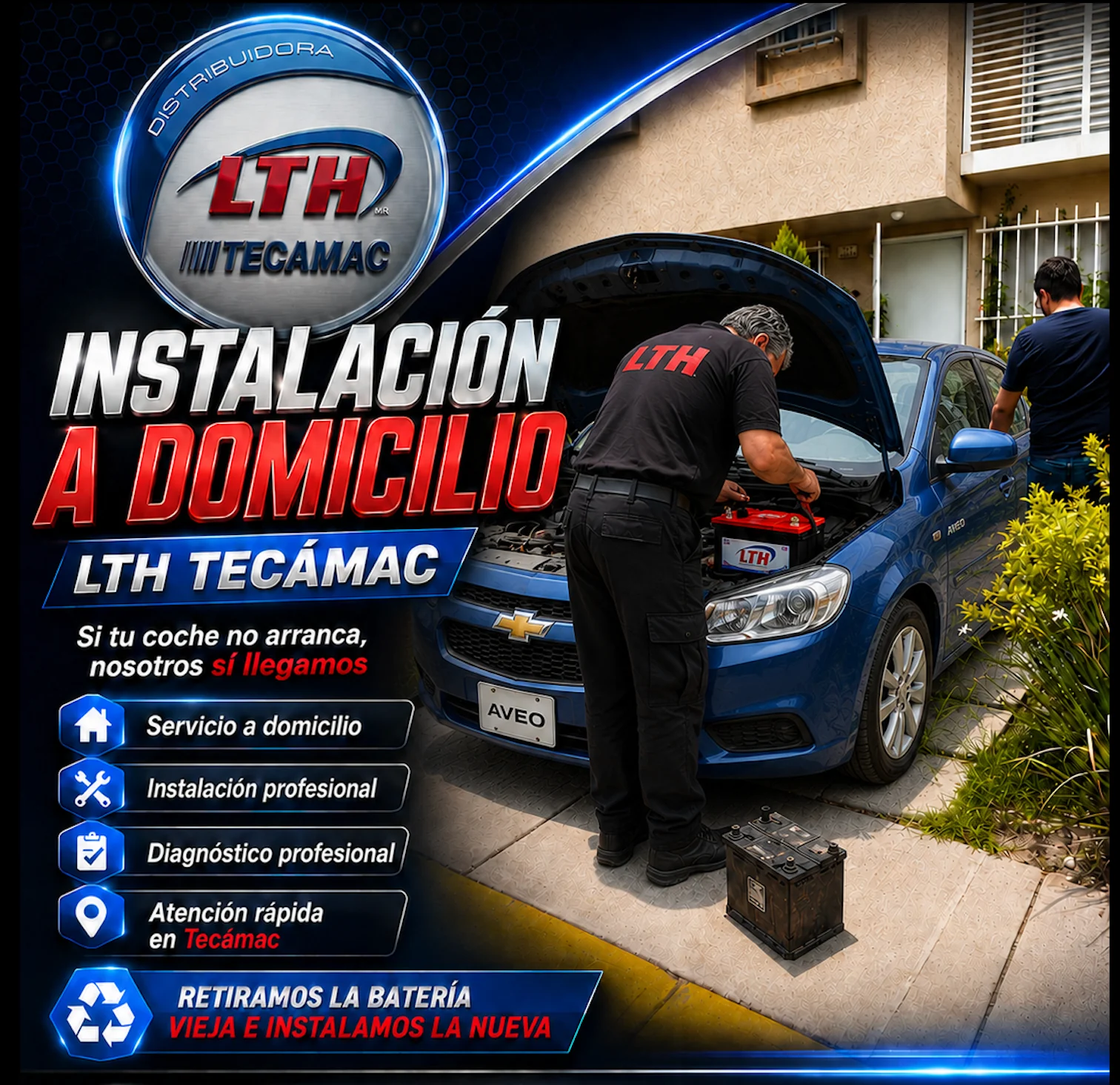 Instalación a domicilio de Baterías LTH Tecámac